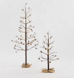 Juego de 2 árboles de piña ramita centelleante iluminada tamaño 3"" y 5"" Pottery Barn $348,00 - Imagen 1 de 2