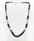 Tommy Singer Goldcraft Necklace with Black Onyx Turquoise Silver & Gold 26.5"