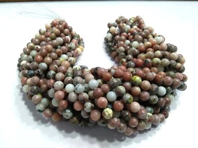 Cuentas lisas de piedras preciosas sueltas lisas redondas de rodonita múltiple de 8 mm 1 hilo de 14" pulgadas Foto 1 de 4