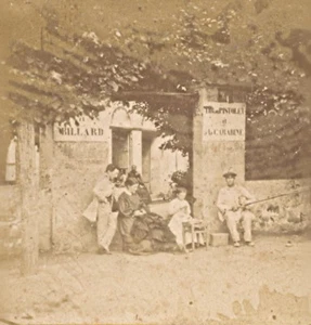 Bar Humoristic Scene de Genre France Old Photo Stereo 1870 - Imagen 1 de 3