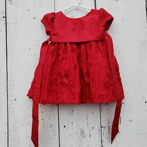 Cinderella Girls Sz 12 Months Red Ruffle Sleeve Dress Bow On Back - Picture 1 of 2
