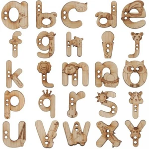 1 x Wooden Alphabet Button Children Kids Name - Picture 1 of 27