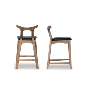Ashcroft Harper Faux Leather Upholstered Counter Stool in Black (Set of 2) - Picture 1 of 4