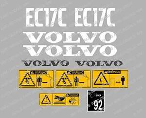 VOLVO EC17c MINI DIGGER COMPLETE DECAL STICKER SET WITH SAFETY WARNING DECALS - Picture 1 of 1