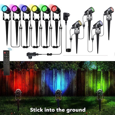4/6er RGB Gartenstrahler mit Erdspieß LED Gartenleuchte mit Fernbedienung Außen - Bild 1 von 4