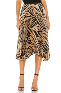 Bailey 44 Logan Pleated Zebra Print Skirt Camel Multi Size M - Picture 1 of 3
