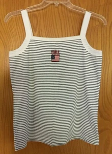MARSH LANDING BLUE & WHITE USA FLAG SLEEVELESS TANK TEE SHIRT WOMENS SIZE XL  - Picture 1 of 4