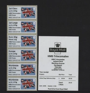 FLAG NDC HMS TRINCOMALEE 200 YEARS OP JUNE 2017 A006 Col Strip POST GO FV £17.65 - Picture 1 of 1