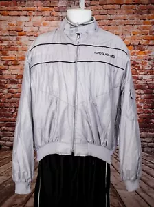 dead stock vintage Holloway 80s Style Ford Glass Plant Sporty Work Jacket Gray L - Picture 1 of 8