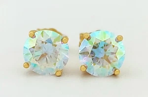 LAB CREATED 2.10 Cts SWAROVSKI STUD EARRINGS .925 SILVER (yellow) - New With Tag - Picture 1 of 8