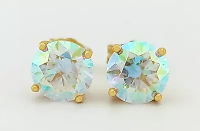 LAB CREATED 2.10 Cts SWAROVSKI STUD EARRINGS .925 SILVER (yellow) - New With Tag - Image 1 of 4