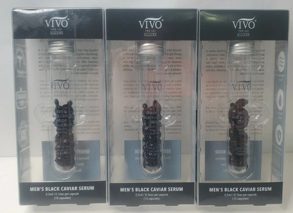Lote de 3 sueros de caviar negro NIP VIVO Per Lei Allure para hombre, 15 quilates cada paquete Foto 1 de 4