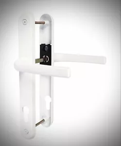 AVOCET UPVC Door Handle Sprung Long Backplate 211mm Fixing Centres, 92PZ, White. - Picture 1 of 2