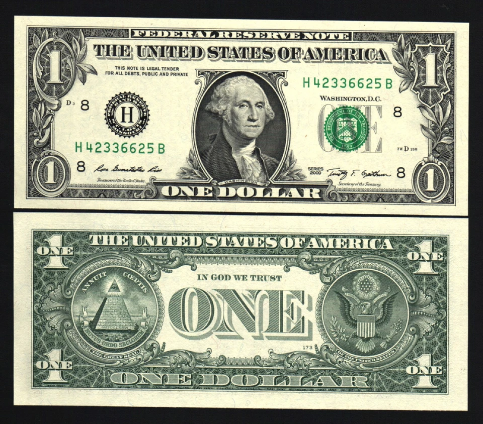 UNITED STATES USA 1 DOLLAR  2009 WASHINGTON UNC H x 5 Pcs Lot P-530 MONEY NOTE - Image 1 of 1