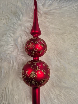 Christbaumspitze Baumspitze Christbaumschmuck Krebs Glas Lauscha rot gold - Bild 1 von 4