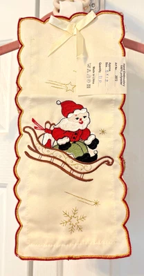 Bolsa de regalo de vino vintage bordada a mano trineo de Papá Noel Navidad nueva Foto 1 de 4