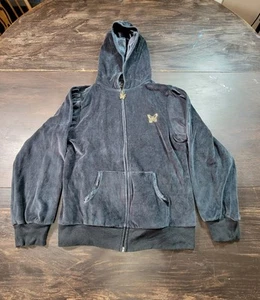 Arizona Youth Size Large 14/16.5 Black Hooded Jacket With Butterfly  - Picture 1 of 9