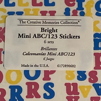 Creative Memories Bright Mini ABC/123 Stickers - 3 Sheets - Image 1 of 2