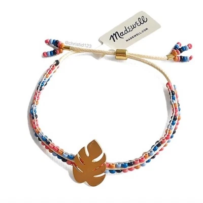 Новый с Ярлыками Madewell бисером W/золотой лист подвеска слайдер браслет - Изображение 1 из 4