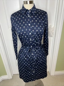 Untuckit For Her Shirt Dress Floral Tie Waist Long Sleeve Pockets Women's Size 4 - Picture 1 of 13