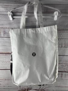 Lululemon Reusable Shopping Gift Bag Yoga Tote White Black 14"x16"X6" - Picture 1 of 3