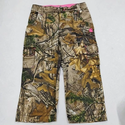 Carhartt Kids Girls Camo Cargo Pants RealTree Pink Stitching Size 6X - Image 1 of 4