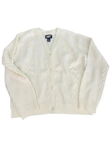 Lands End Youth Girls Button Front Cable Cardigan Size L 10-12 Cream - Picture 1 of 4