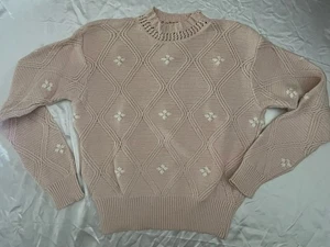 Liz Claiborne Collection Size Small Pink Sweater Floral Pullover Sweater - Picture 1 of 9