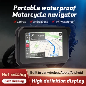 5" IPX7 Waterproof Motorcycle Screen Wireless CarPlay Android Auto Dual Bluetoot - Picture 1 of 11