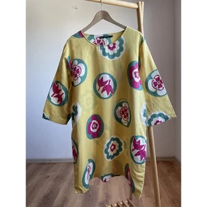 Gudrun Sjoden Cotton Linen Floral Tunic Dress Size L - Picture 1 of 8