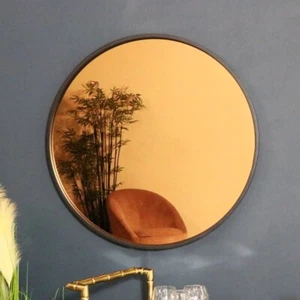 Round smoked copper glass wall mirror retro vintage modern wall art display - Picture 1 of 2