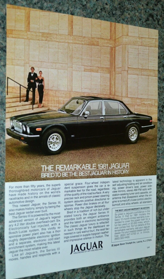 1981 JAGUAR XJ SERIES III ORIGINAL ADVERTISEMENT AD PRINT 81 XJ-6 XJ6 3 - Image 1 of 1