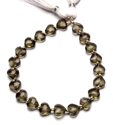 Moss Aquamarine Color Quartz 8 mm Size Faceted Heart Shape Beads 8" - Image 1 of 4