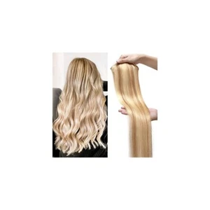 Clip in Virgin Human Hair Extensions Soft Silky Double Weft Remy 18" Blonde - Picture 1 of 13