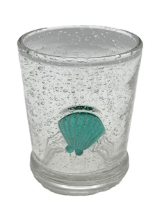 Vaso de vidrio soplado a mano DOF Lowball 10 oz almeja azul aguamarina ÚNICO - Imagen 1 de 6
