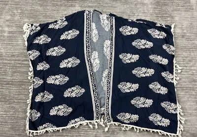 Poncho Jodifl Cover Up Top Mujer Grande Azul Kimono Flecos Abiertos Acento Foto 1 de 4