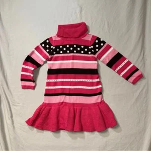 Gymboree Knit Sweater Dress Girl 5 Pink Turtleneck Stripe Pattern Preppy Classic - Picture 1 of 6
