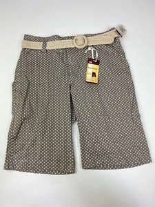 Lee Bermuda Cocoa Dot Polka Dot Belted Short NWT Size 10 Women's - Picture 1 of 11