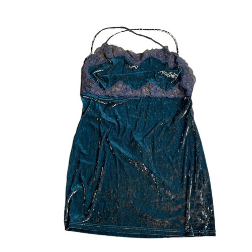 UNDERCOVER Abito slip anni 90 Y2K vintage Victorias Secret marrone velluto e pizzo senza schiena grande