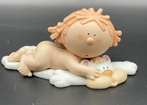 Bumpkins Figurine Child  on Bear Rug by Fabrizio for George Good Ceramic CUTE! - Picture 1 of 9