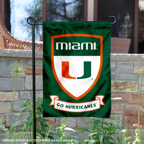 Miami Canes Shield Garden Flag and Yard Banner Cover