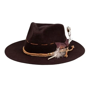 Wide Brimmed Stiff Fedora Hat for Men with 100% Wool Classic Felt Hat Distressed - Picture 1 of 7