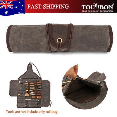TOURBON Canvas Roll up Carving Tools Organizer Holder w/Zipper Pouch for Gift AU - Image 1 of 4