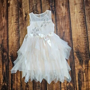 ZUNIE Girls Light Pink/ Cream Embroidered  Tulle Dress Special Occasion Size 6 - Picture 1 of 8