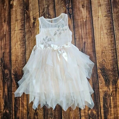ZUNIE Girls Light Pink/ Cream Embroidered  Tulle Dress Special Occasion Size 6 - Image 1 of 4