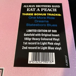 🍄🍑 THE ALLMAN BROTHERS BAND Eat A Peach Colored Vinyl RMST w/3 Bonus Tracks 🍄 - Picture 1 of 4