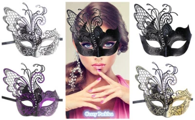 SN-F2-3 Luxury Metal Black Swan Venetian Masquerade Masks Rhinestone Detail - Image 1 of 4