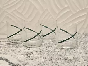 Vintage Georges Briard Crisa grüne Wirbel und weiße Streifen Set 4 8 Unzen Brille - Bild 1 von 6