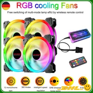 1-6 Stück Gehäuselüfter Gehäuse Lüfter RGB Mehrfarbig Mit Fernbedienung 120MM - Afbeelding 1 van 19