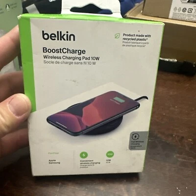 Belkin BoostCharge Wireless Charging Pad 10W WIA001BK Black New Apple Samsung  - Image 1 of 3